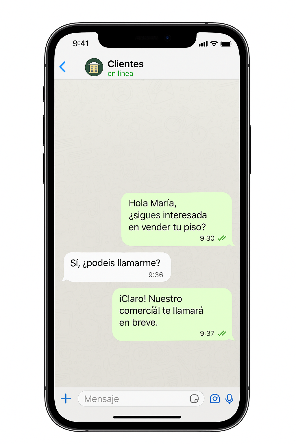 Ejemplo de mensaje de WhatsApp